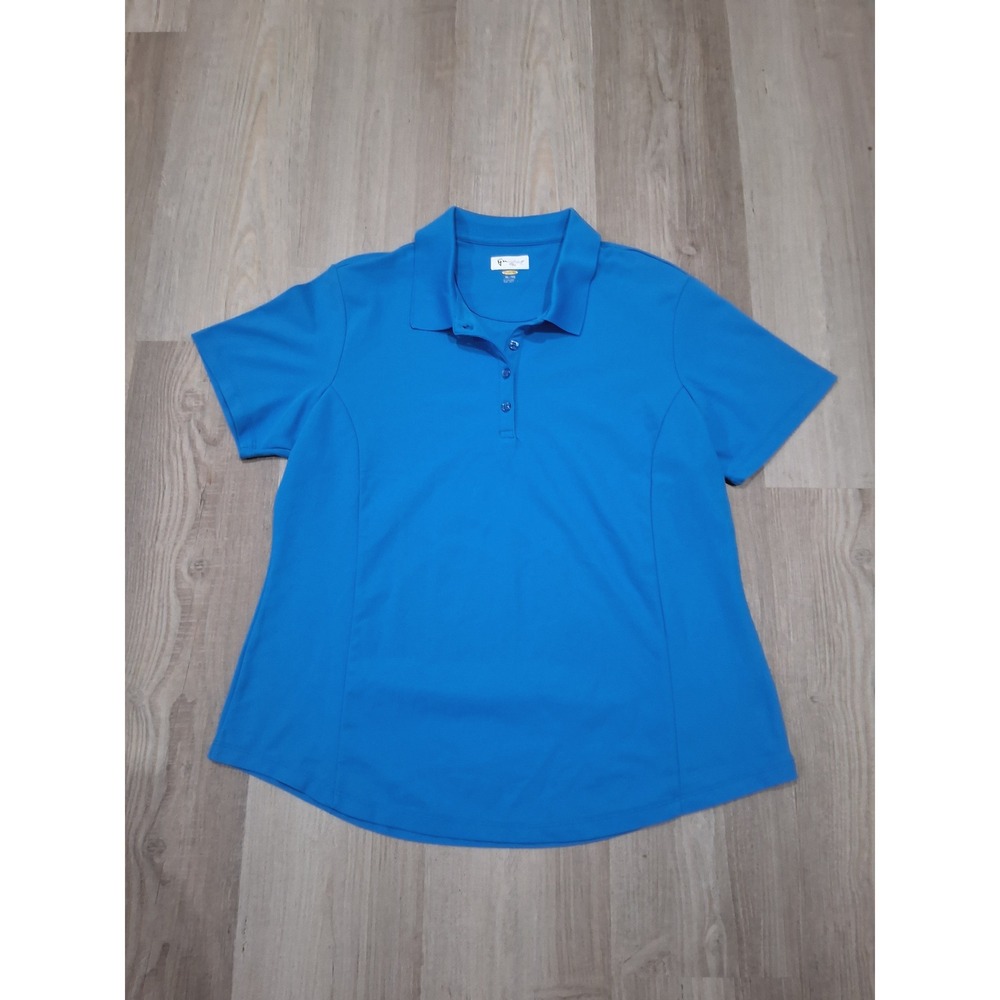 Greg Norman Play Dry Womens XL Blue Short Sleeve Golf Polo Shirt Performance Top